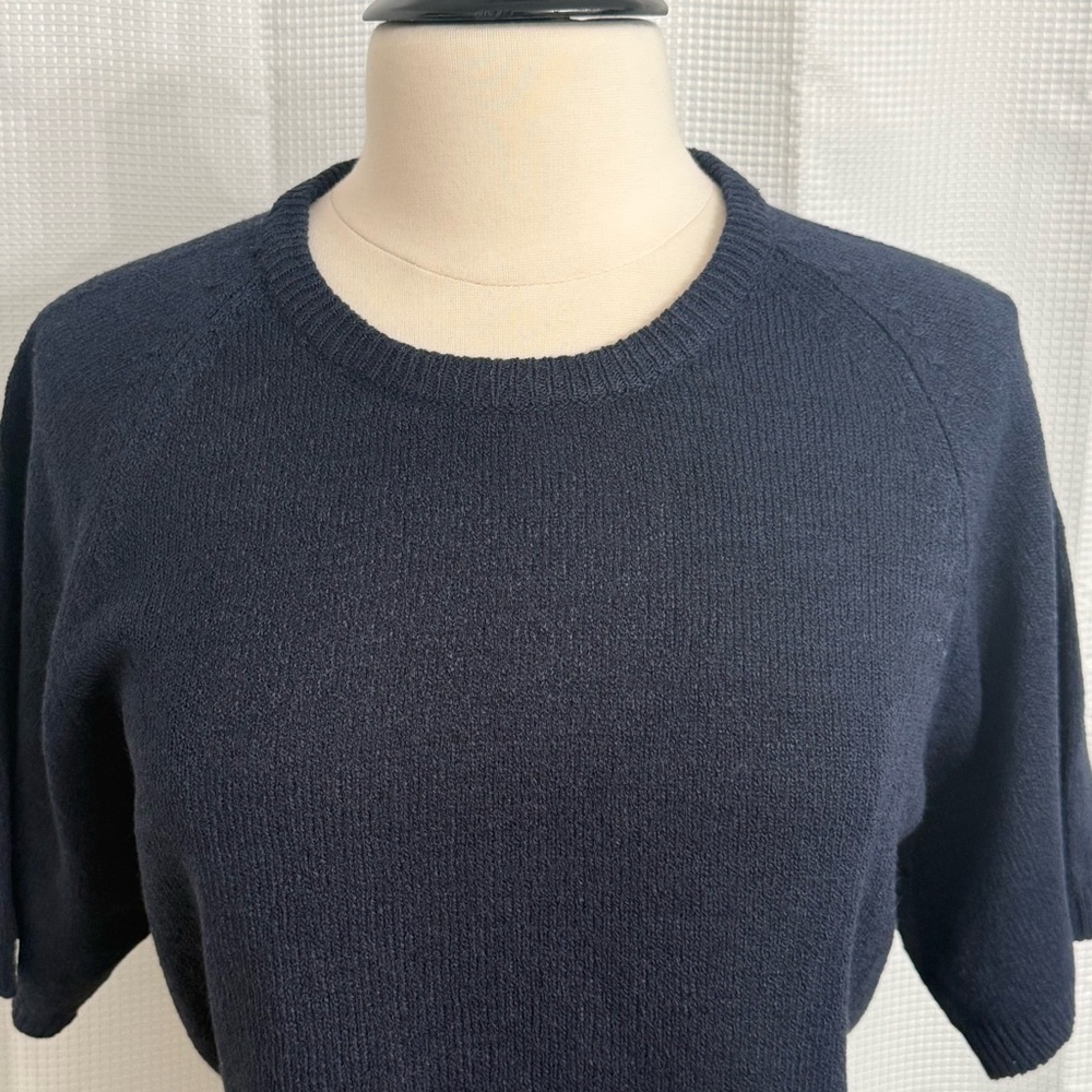 Laura Scott Women's Short Sleeve Crew-neck Pullover Sweater, Navy, Size 1X - Picture 2 of 6